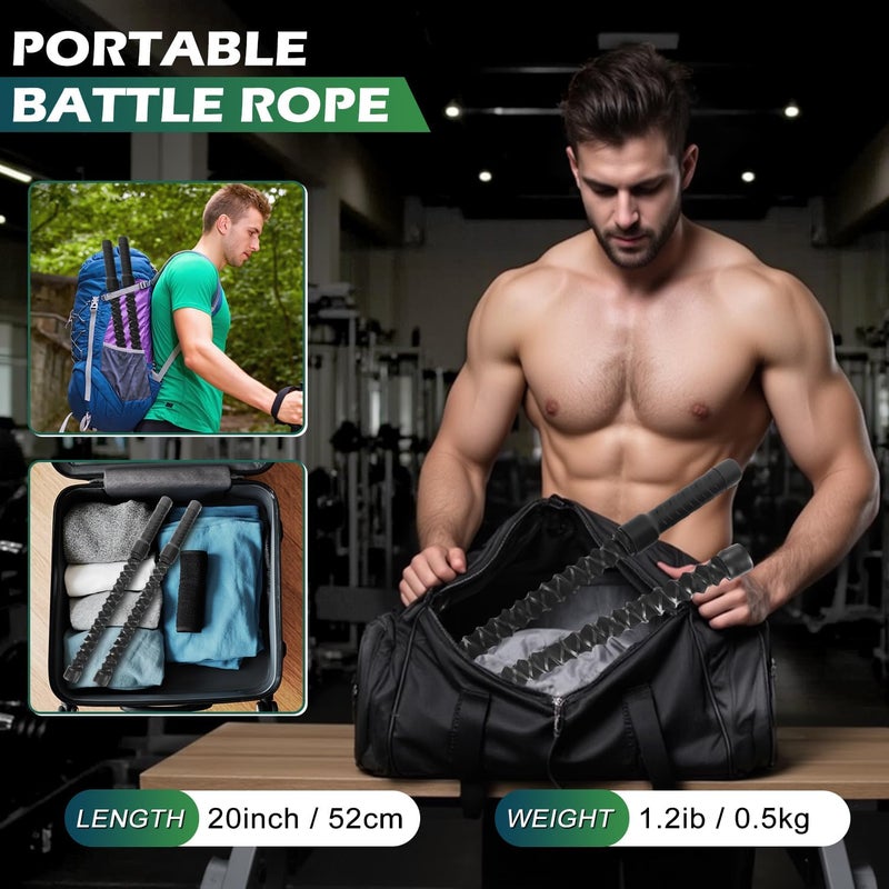 Rumexeng Ropeless Battle Ropes for Home Gym, Weighted Workout Cords for HIIT, Strength, and Low-Impact Cardio Training - Image 5